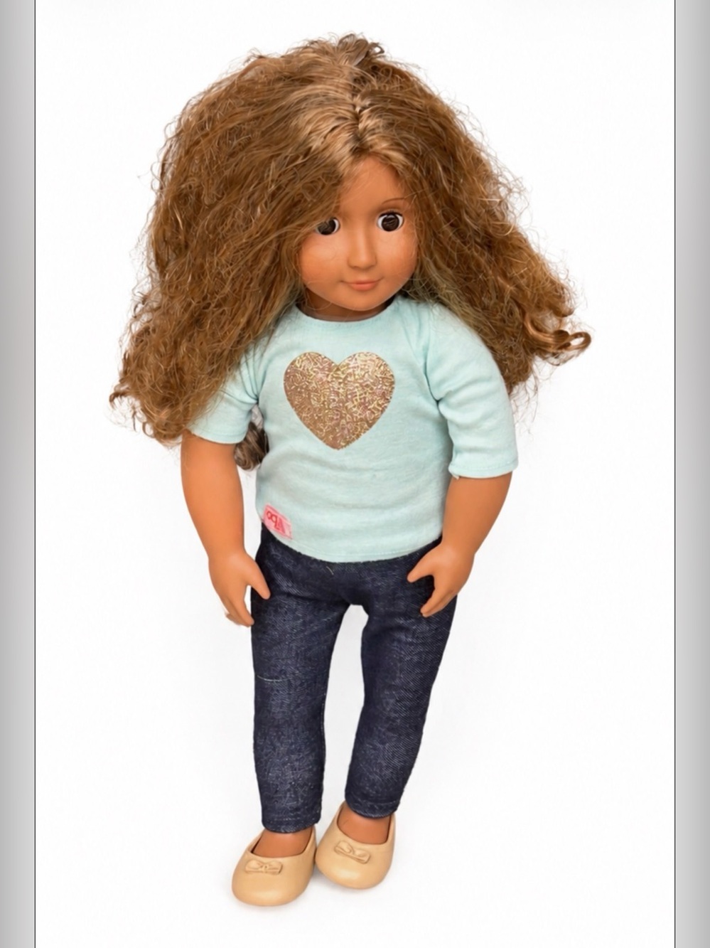 “Isa”- Our Generation Doll by Battat 18” Girls Babydoll Toy Glitter Heart Outfit